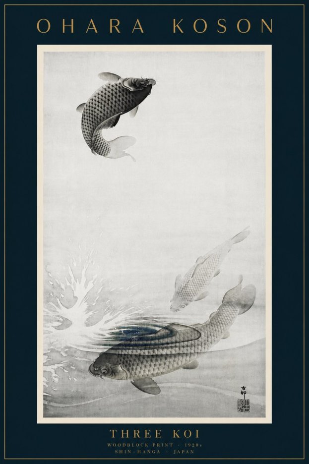 Ohara Koson Three Koi No6 - Poster
