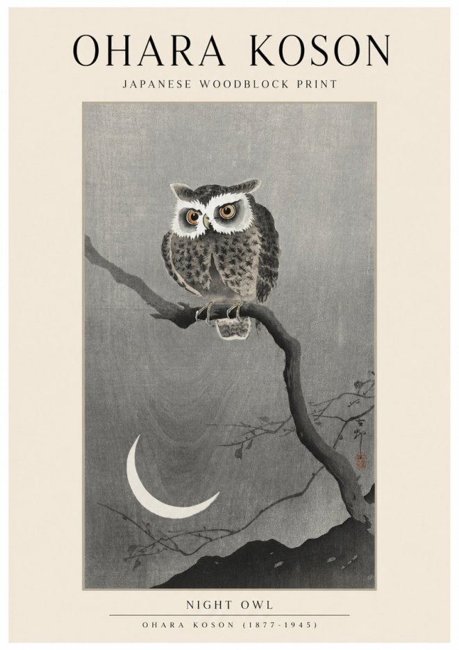 Ohara Koson Night Owl No1 - Poster