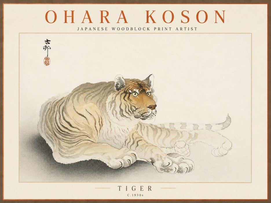 Ohara Koson Tiger No4 - Poster