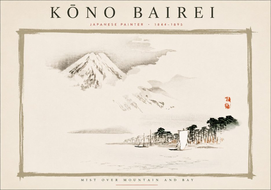 Kōno Bairei Mount Fuji with Boats No6 - Poster