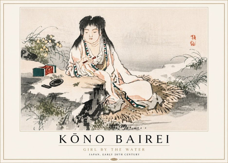 Kōno Bairei Girl by the Water No5 - Poster