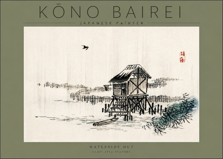 Kōno Bairei Waterside Hut No3 - Poster