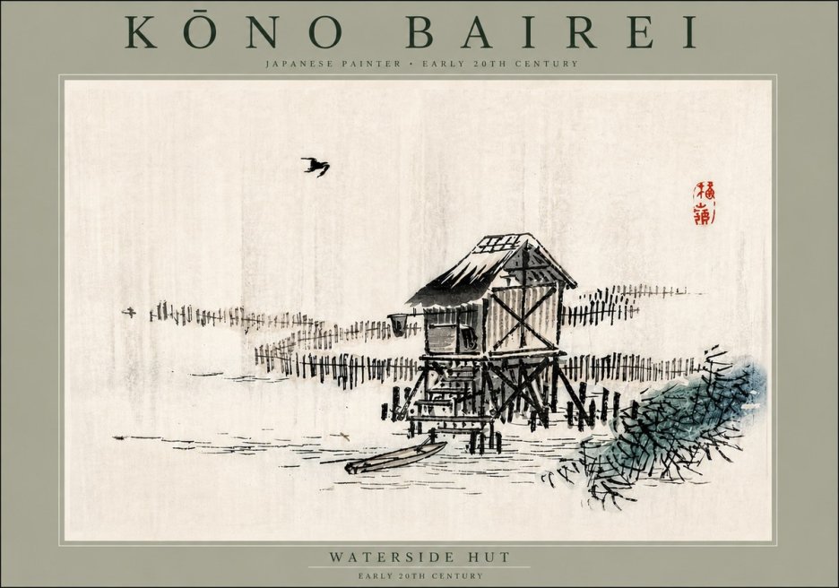 Kōno Bairei Waterside Hut No6 - Poster