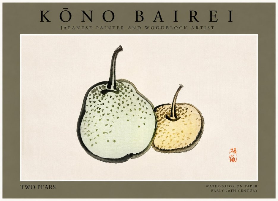 Kōno Bairei Two Pears No3 - Poster