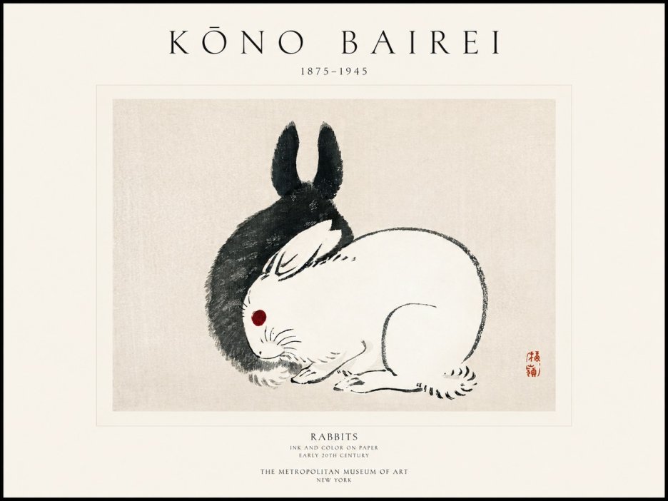Kōno Bairei Rabbits No1 - Poster