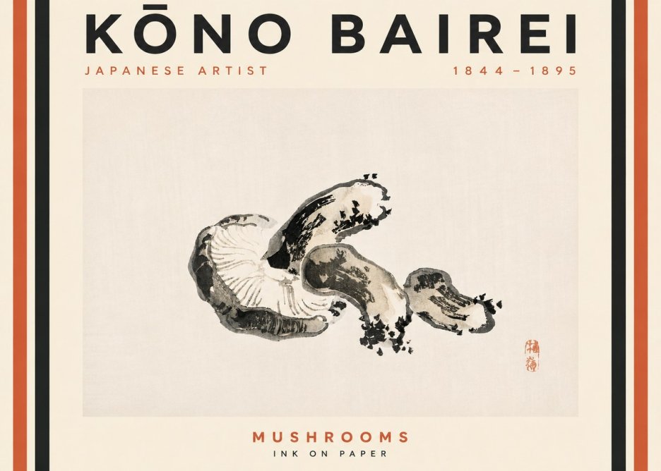 Kōno Bairei Mushrooms No4 - Poster