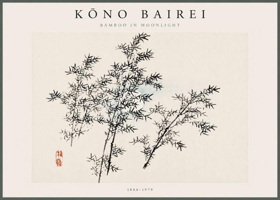 Kōno Bairei Bamboo in Moonlight No5 - Poster