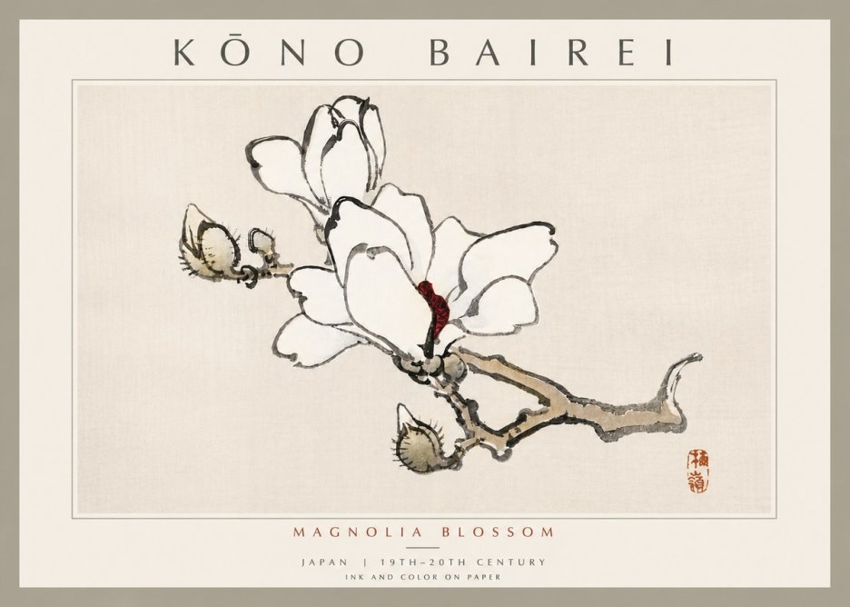 Kōno Bairei Magnolia Blossom No6 - Poster
