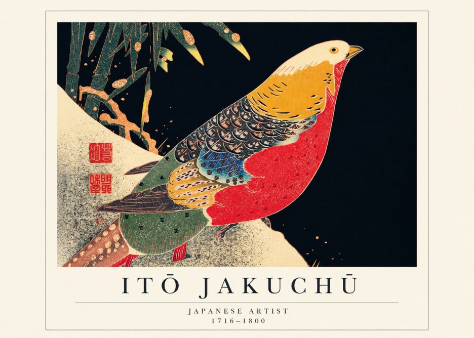 Itō Jakuchū Golden Pheasant and Bamboo No1 - Poster