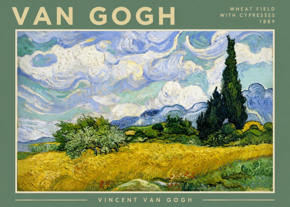 Van Gogh Wheat Field with Cypresses, 1889 No3 - Poster