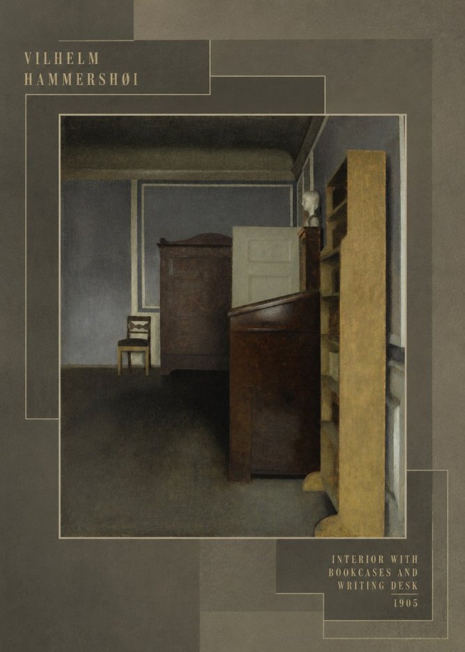 Vilhelm Hammershøi Interior with Bookcases and Writing Desk No5 - Poster