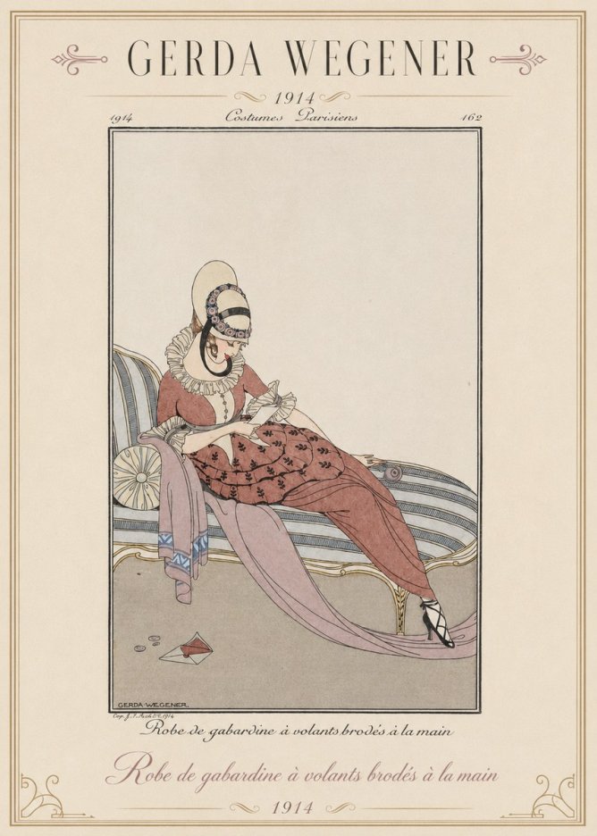 Gerda Wegener Robe De Gabardine À Volants Brodés À La Main II No1 - Poster