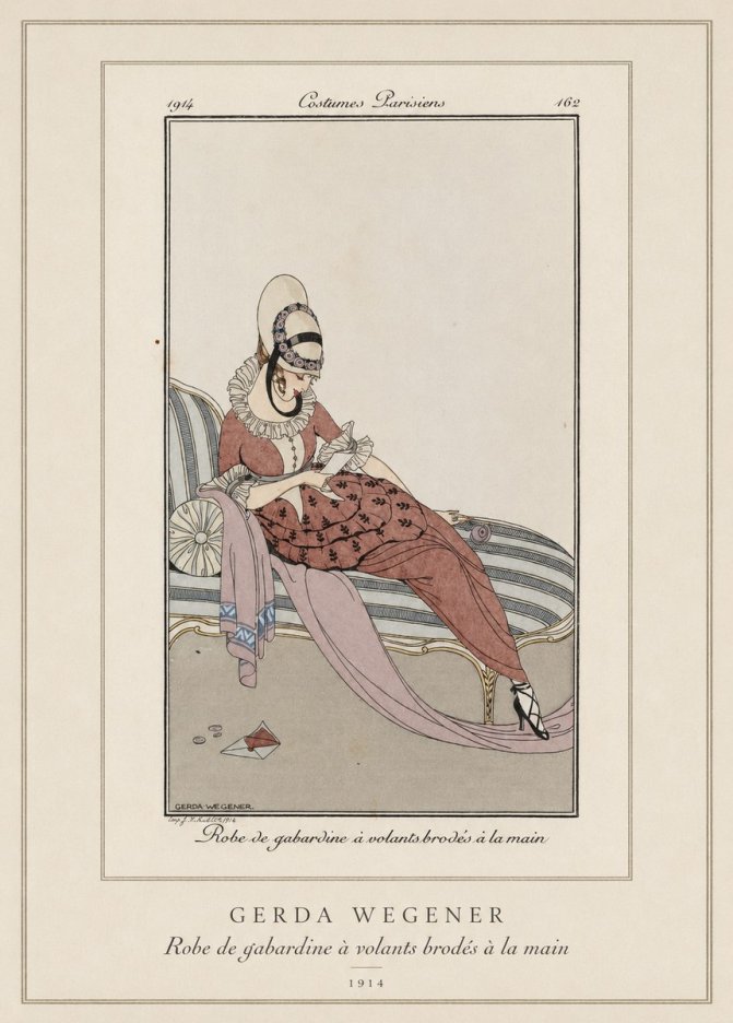 Gerda Wegener Robe De Gabardine À Volants Brodés À La Main II No3 - Poster