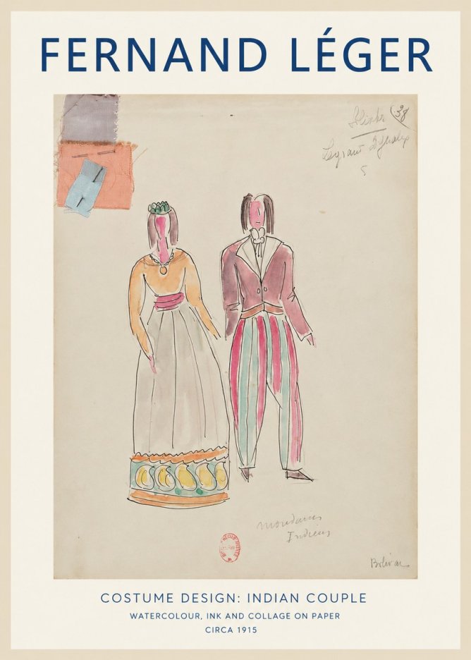 Fernand Léger Costume Design: Indian Couple No1 - Poster