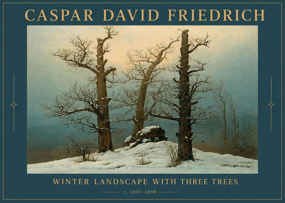 Caspar David Friedrich The Three Trees in the Snow No4 - Poster