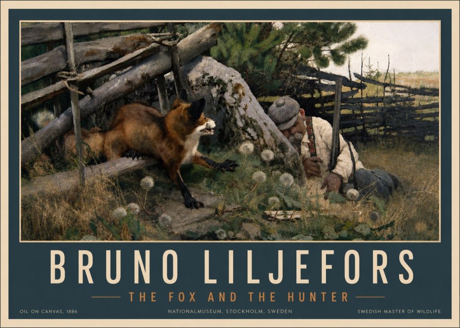 Bruno Liljefors The Fox and the Hunter No4 - Poster