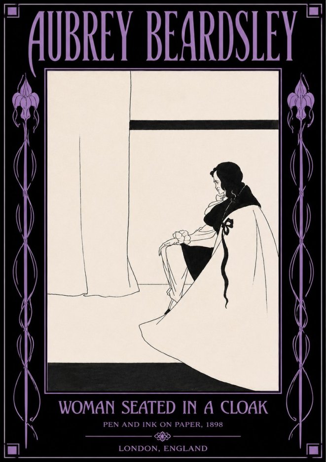Aubrey Beardsley Woman Seated in a Cloak No4 - Poster
