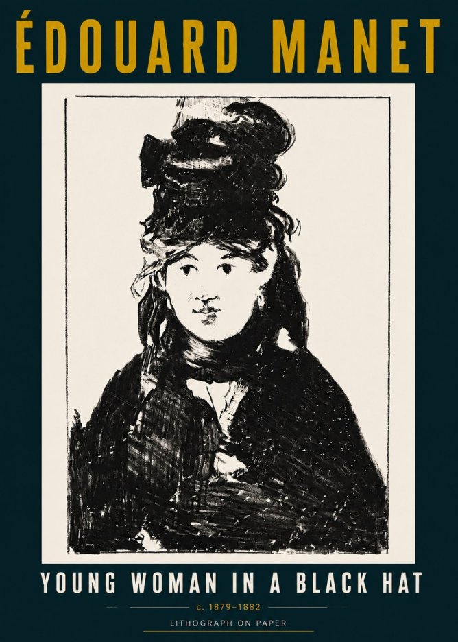 Édouard Manet Young Woman in a Black Hat II No5 - Poster