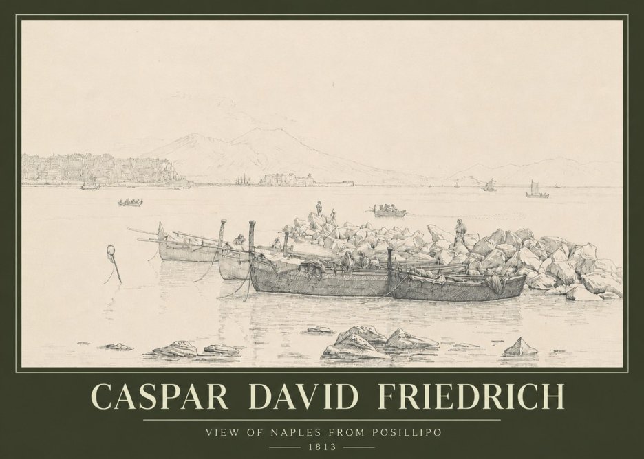 Caspar David Friedrich View of Naples from Posillipo No3 - Poster