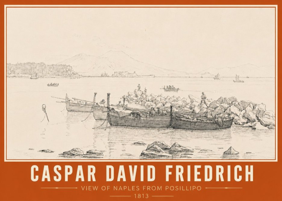 Caspar David Friedrich View of Naples from Posillipo No5 - Poster