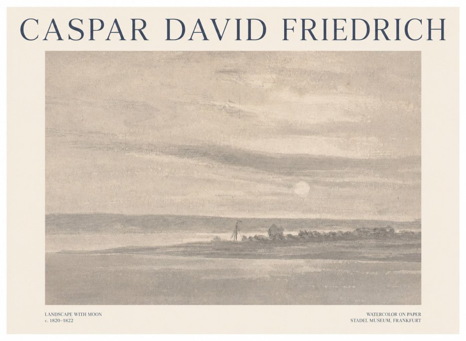 Caspar David Friedrich Landscape with Moon No1 - Poster