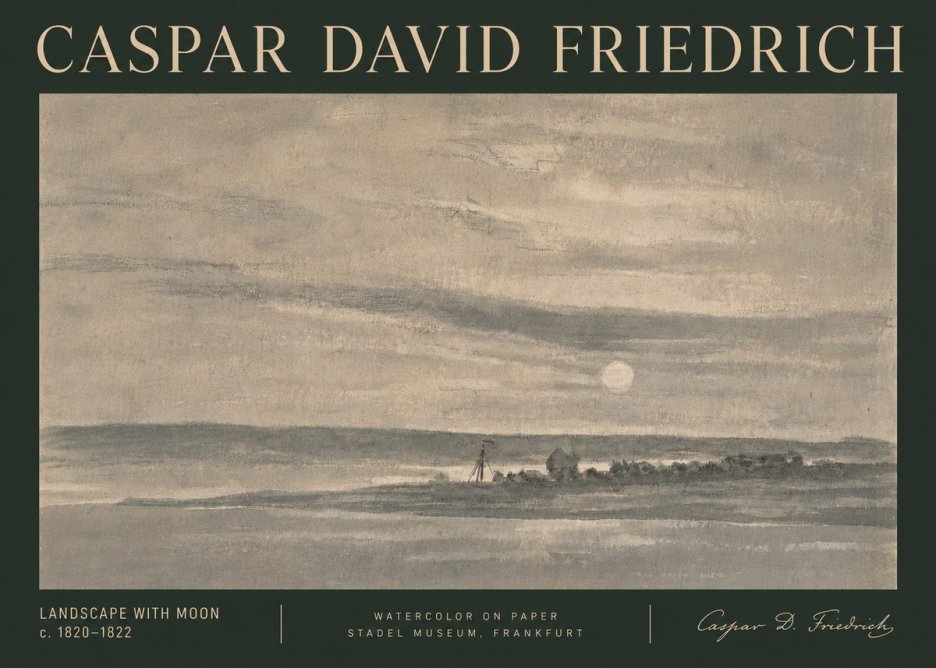 Caspar David Friedrich Landscape with Moon No6 - Poster