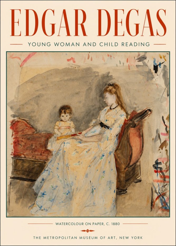 Edgar Degas Young Woman and Child Reading No3 - Poster