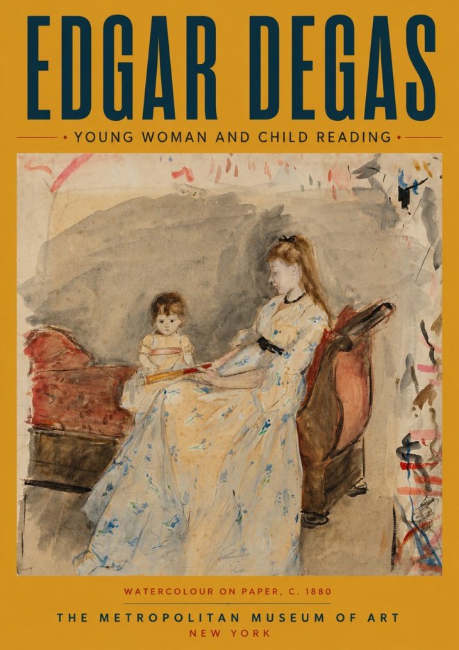 Edgar Degas Young Woman and Child Reading No4 - Poster