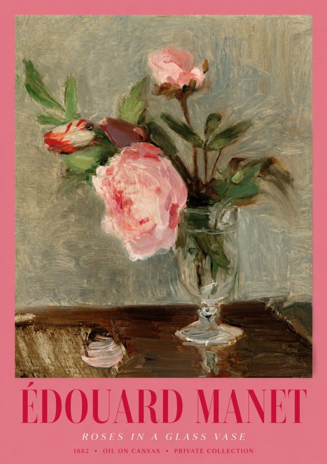 Édouard Manet Roses in a Glass Vase No2 - Poster