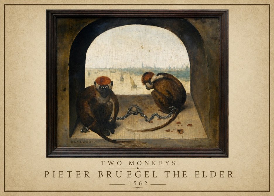 Pieter Bruegel Two Monkeys III No1 - Poster