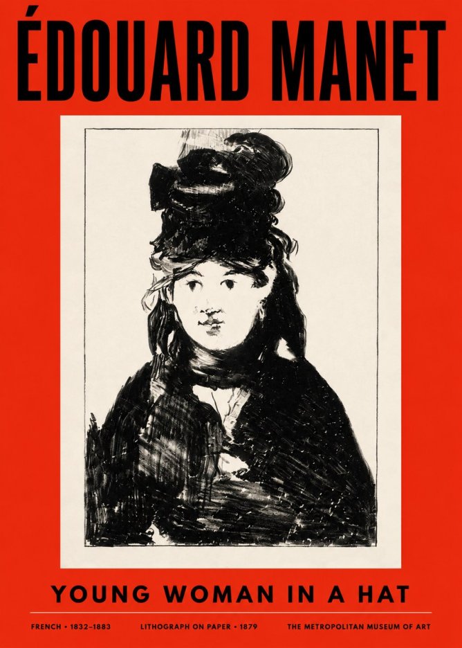 Édouard Manet Young Woman in a Hat II No2 - Poster