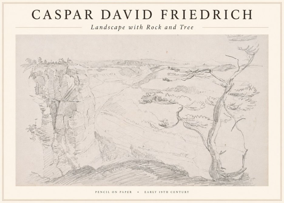 Caspar David Friedrich Landscape with Rocks and a Tree No4 - Poster