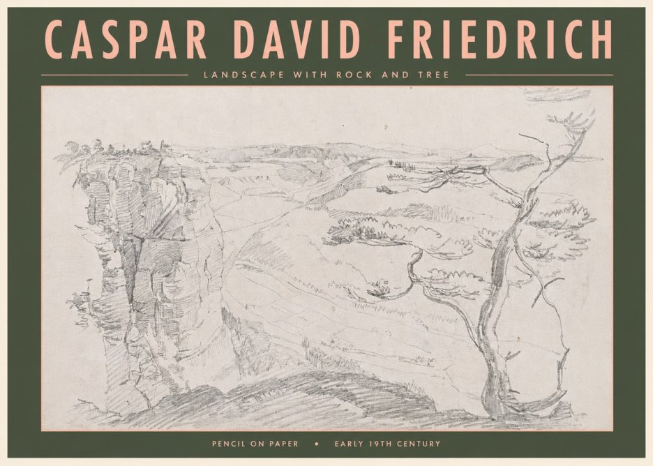 Caspar David Friedrich Landscape with Rocks and a Tree No5 - Poster