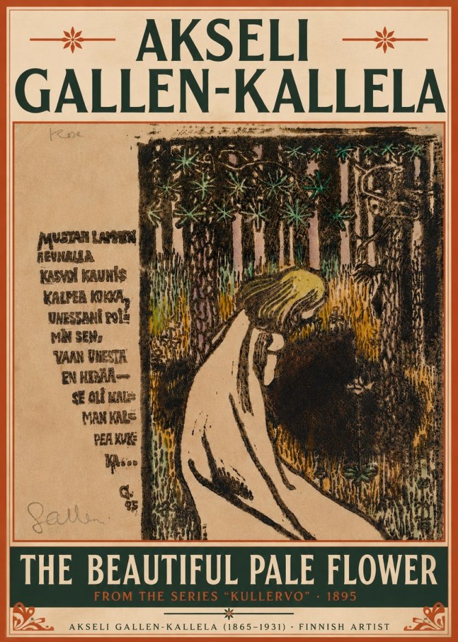 Akseli Gallen-Kallela The Beautiful Pale Flower No4 - Poster