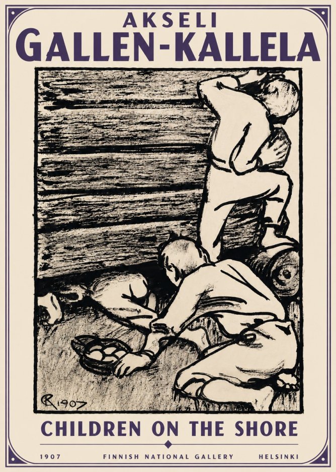 Akseli Gallen-Kallela Children on the Shore No5 - Poster