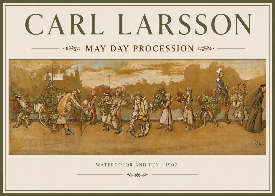 Carl Larsson May Day Procession No3 - Poster