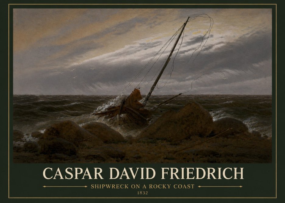 Caspar David Friedrich Shipwreck on a Rocky Coast No3 - Poster