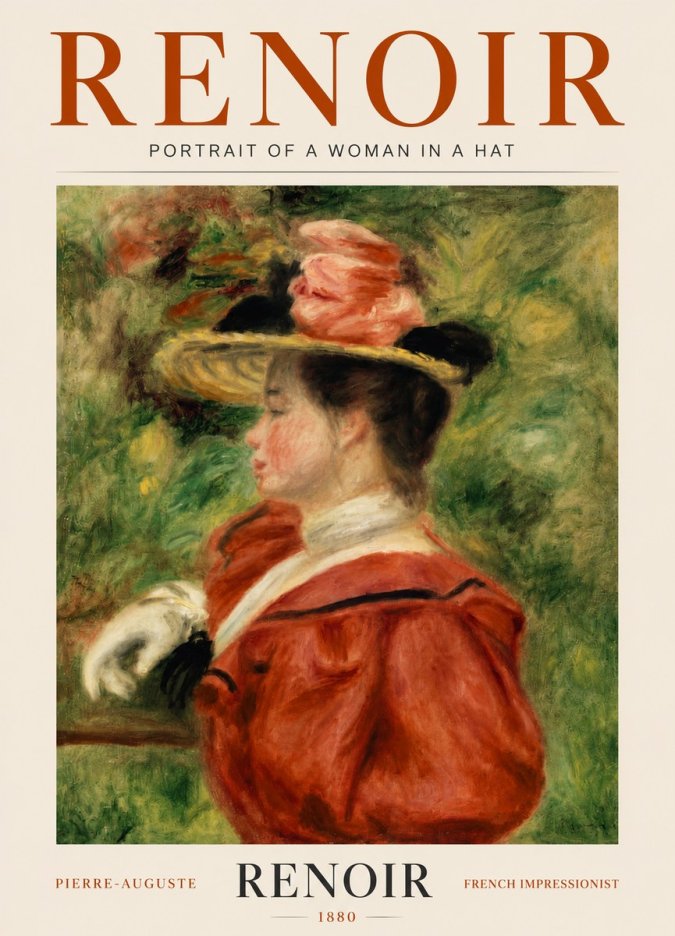 Renoir Portrait of a Woman in a Hat No5 - Poster