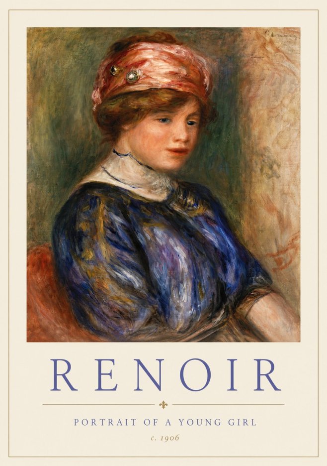 Renoir Portrait of a Young Girl II No3 - Poster