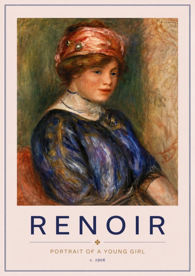 Renoir Portrait of a Young Girl II No6 - Poster