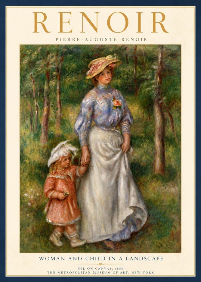 Renoir Woman and Child in a Landscape No5 - Poster