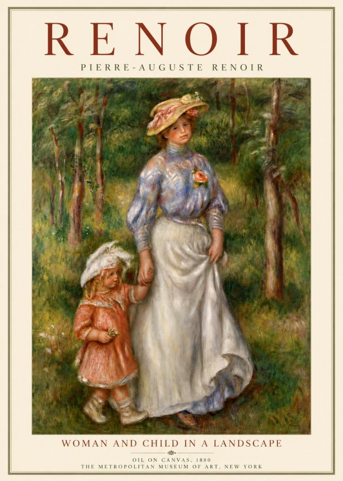 Renoir Woman and Child in a Landscape No6 - Poster