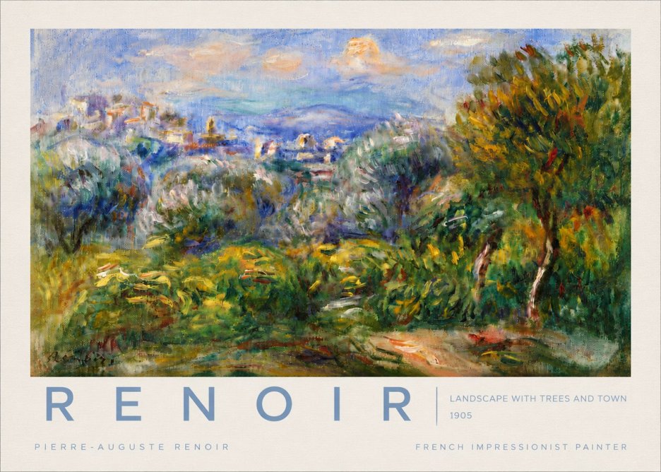 Renoir Landscape with Trees and Town No4 - Poster