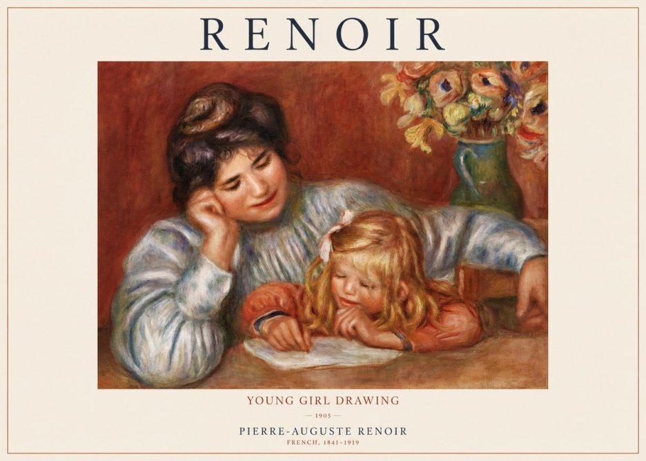 Renoir Young Girl Drawing No1 - Poster