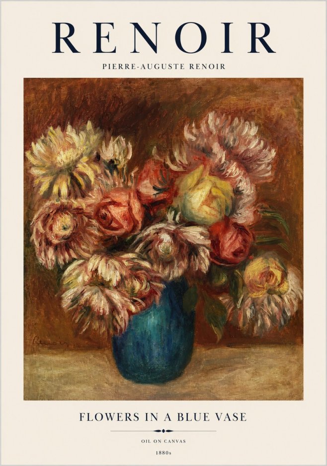 Renoir Flowers in a Blue Vase No1 - Poster