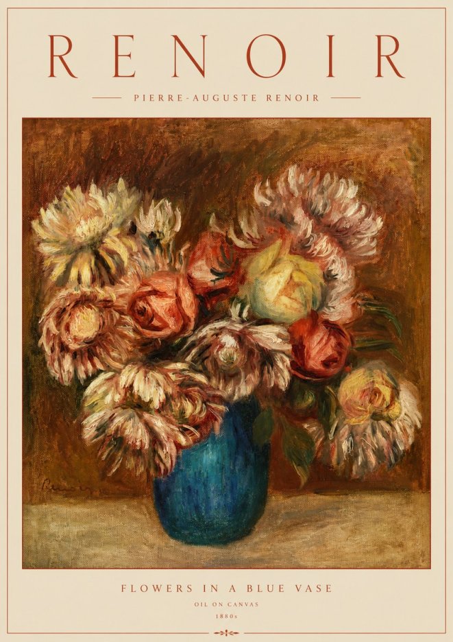 Renoir Flowers in a Blue Vase No2 - Poster