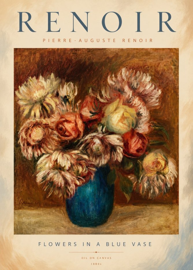 Renoir Flowers in a Blue Vase No3 - Poster