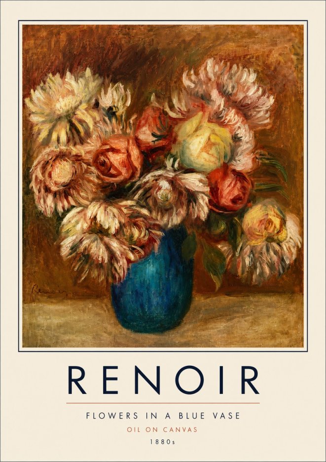 Renoir Flowers in a Blue Vase No4 - Poster