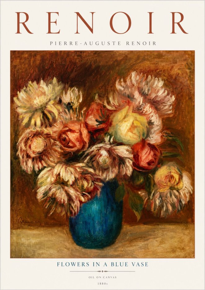Renoir Flowers in a Blue Vase No5 - Poster