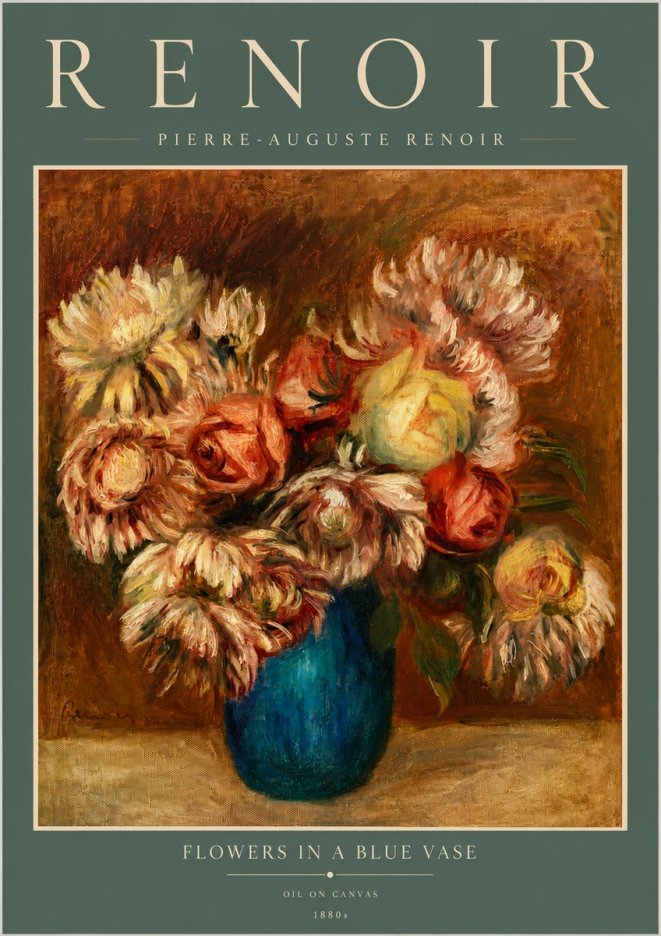 Renoir Flowers in a Blue Vase No6 - Poster